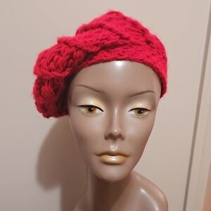 Elegant Red Crochet Beret